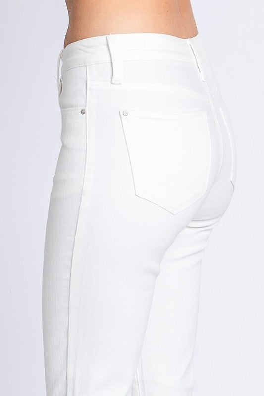 PETRA153 White Mid-Rise Bootcut Jean