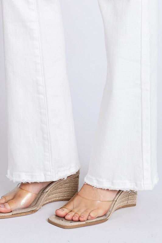 PETRA153 White Mid-Rise Bootcut Jean