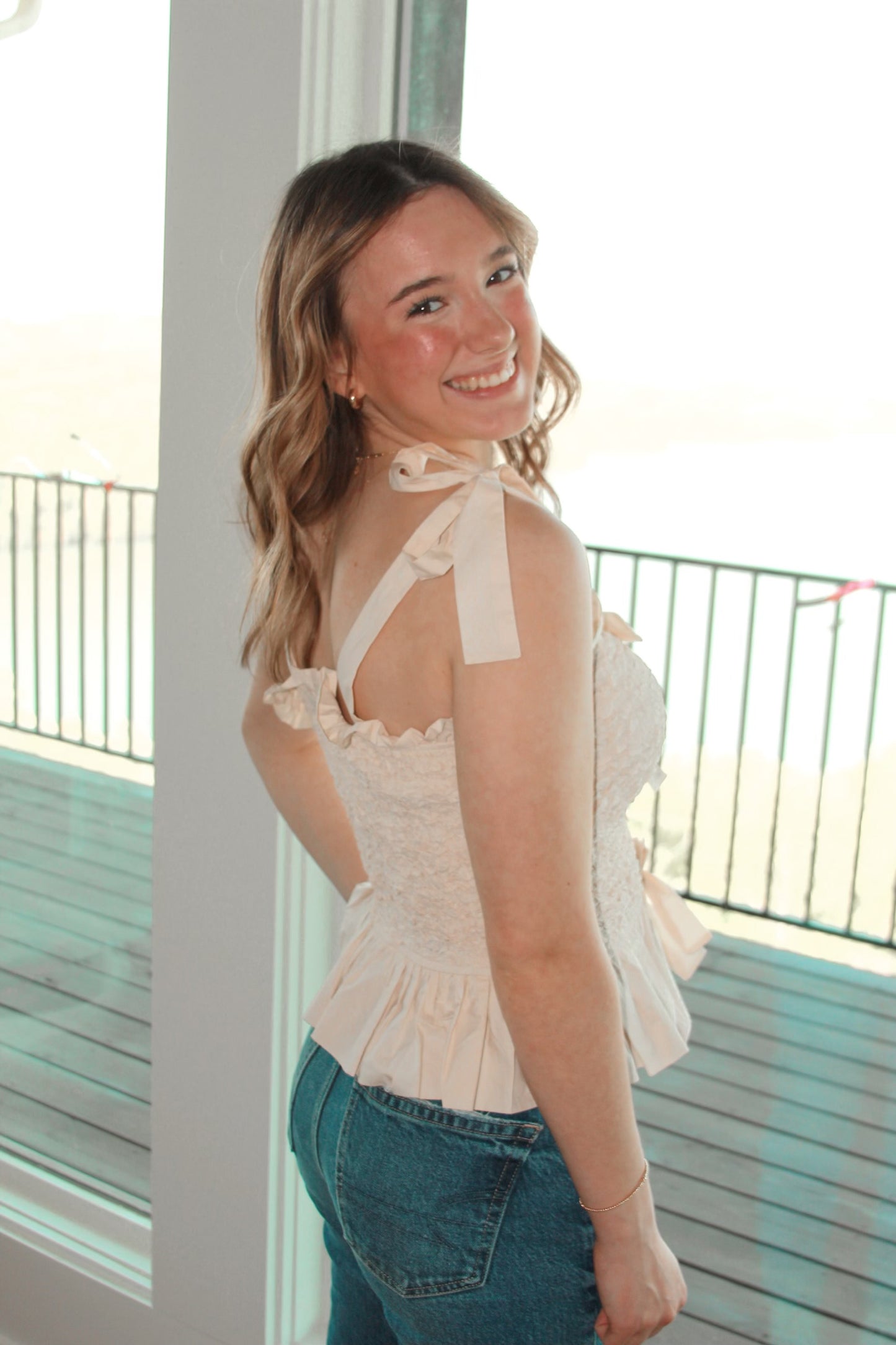 Cream Bow Top