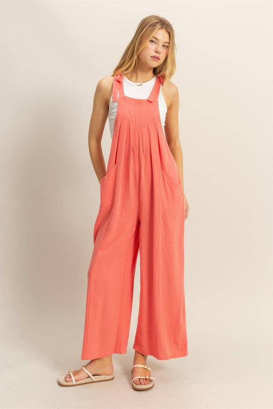 Pink Tie Sleeve Jumpsuit