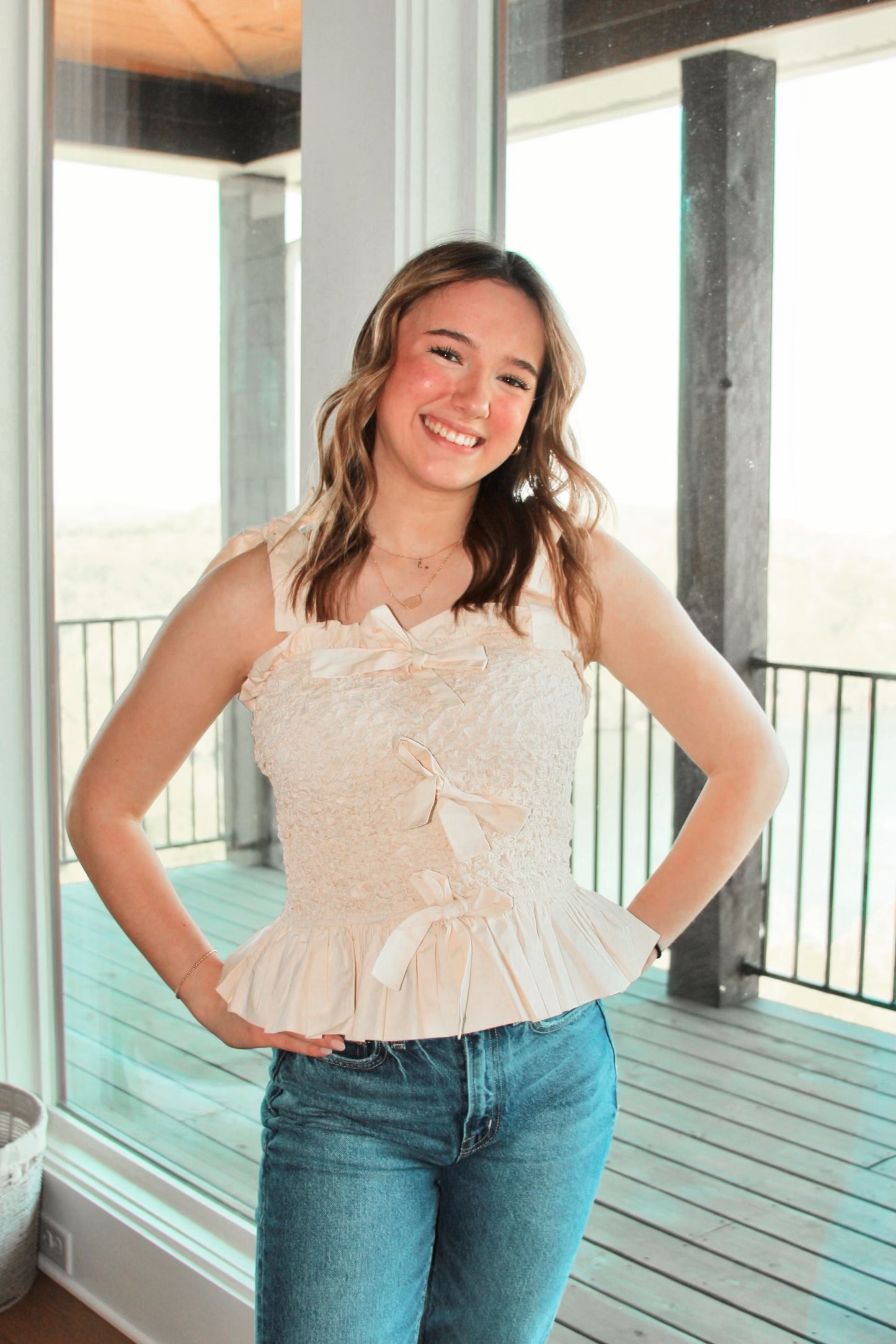 Cream Bow Top