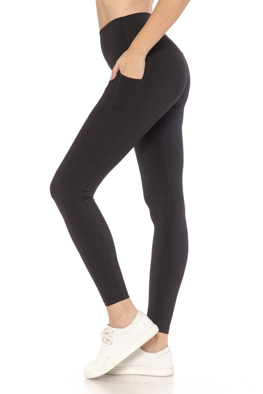 Nylon Active Leggings with Side Pockets