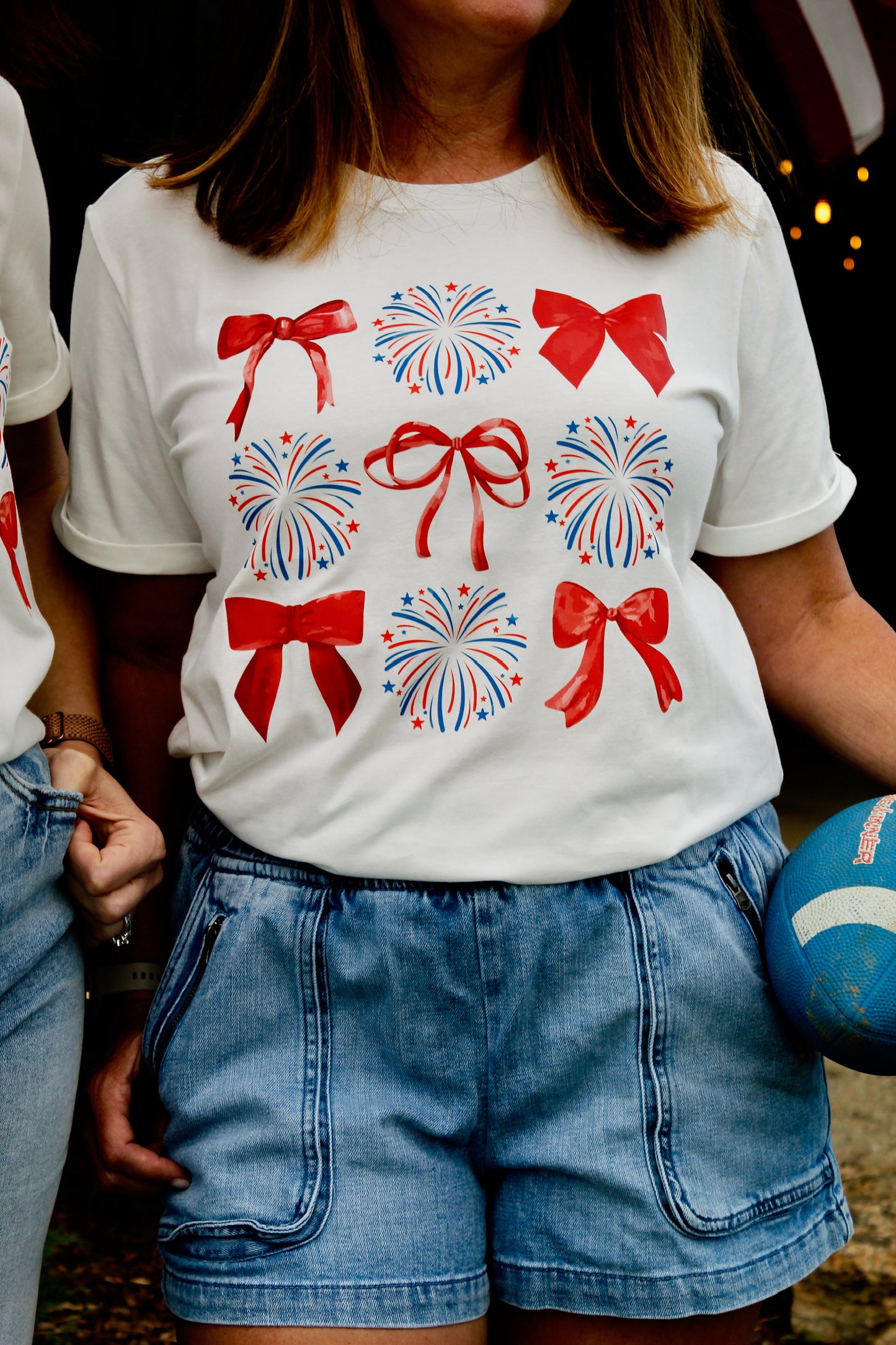 White July 4th Bowknot Graphic Tee