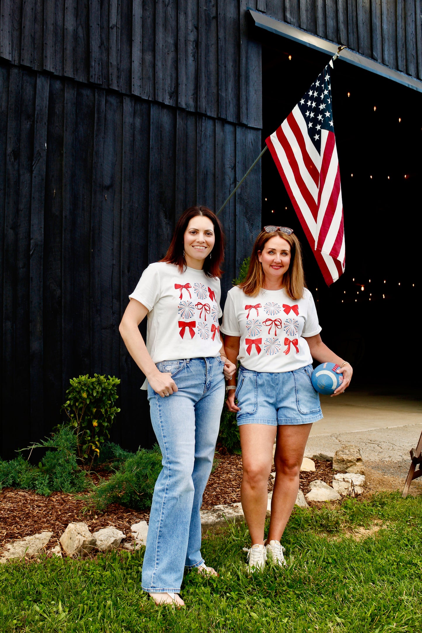 White July 4th Bowknot Graphic Tee