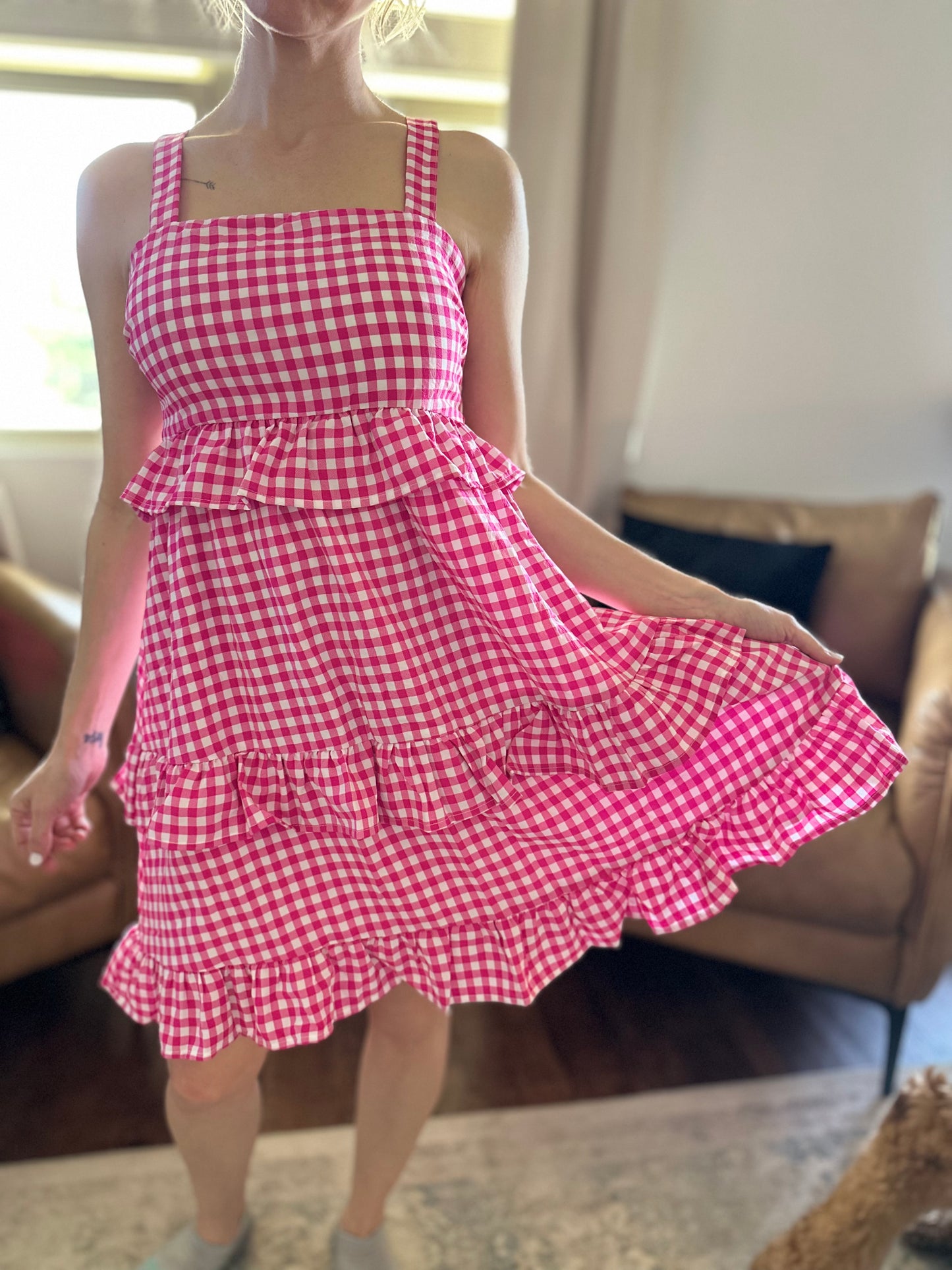 Pink and White Gingham Dress