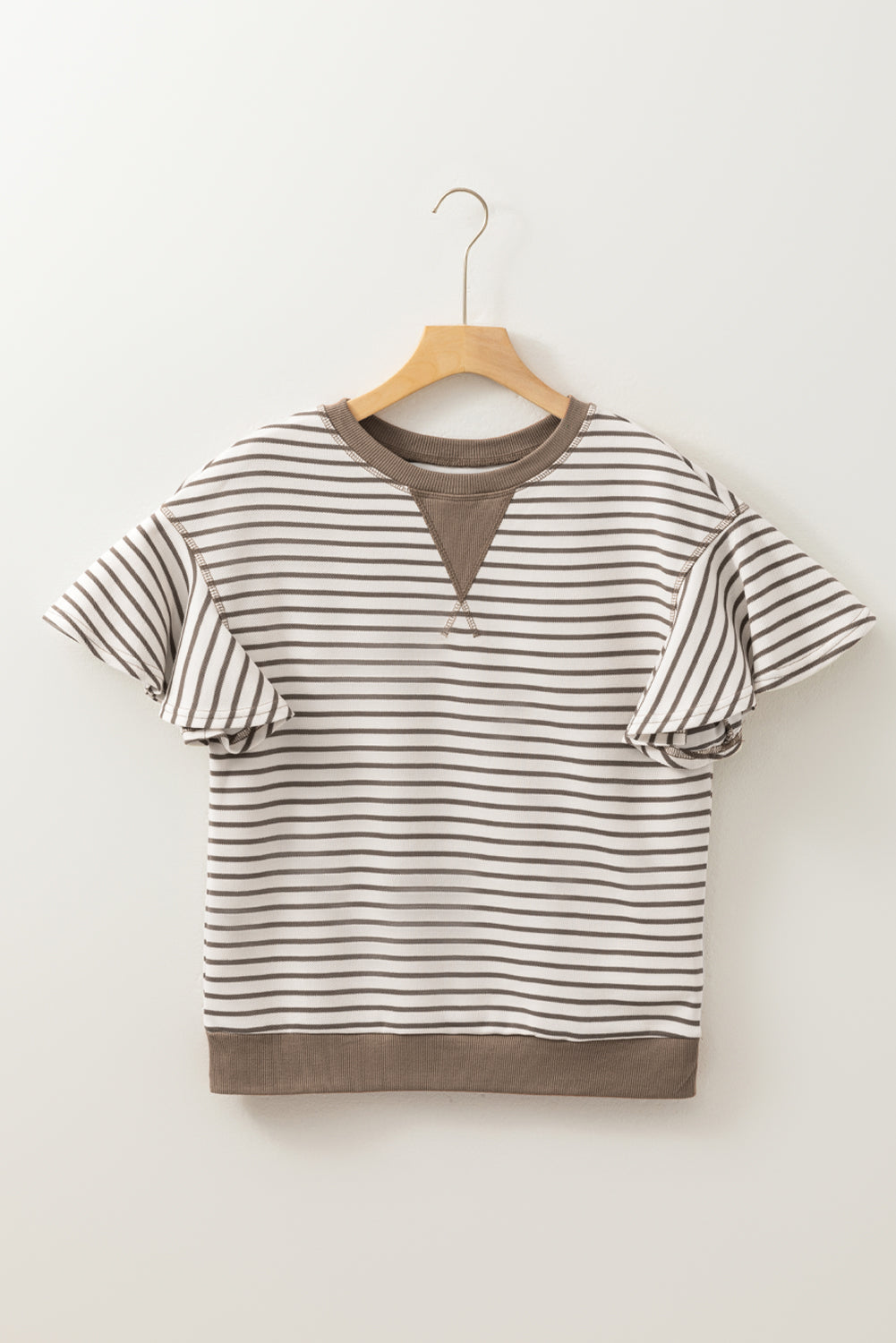 Striped Ruffle Short Sleeve Shirt
