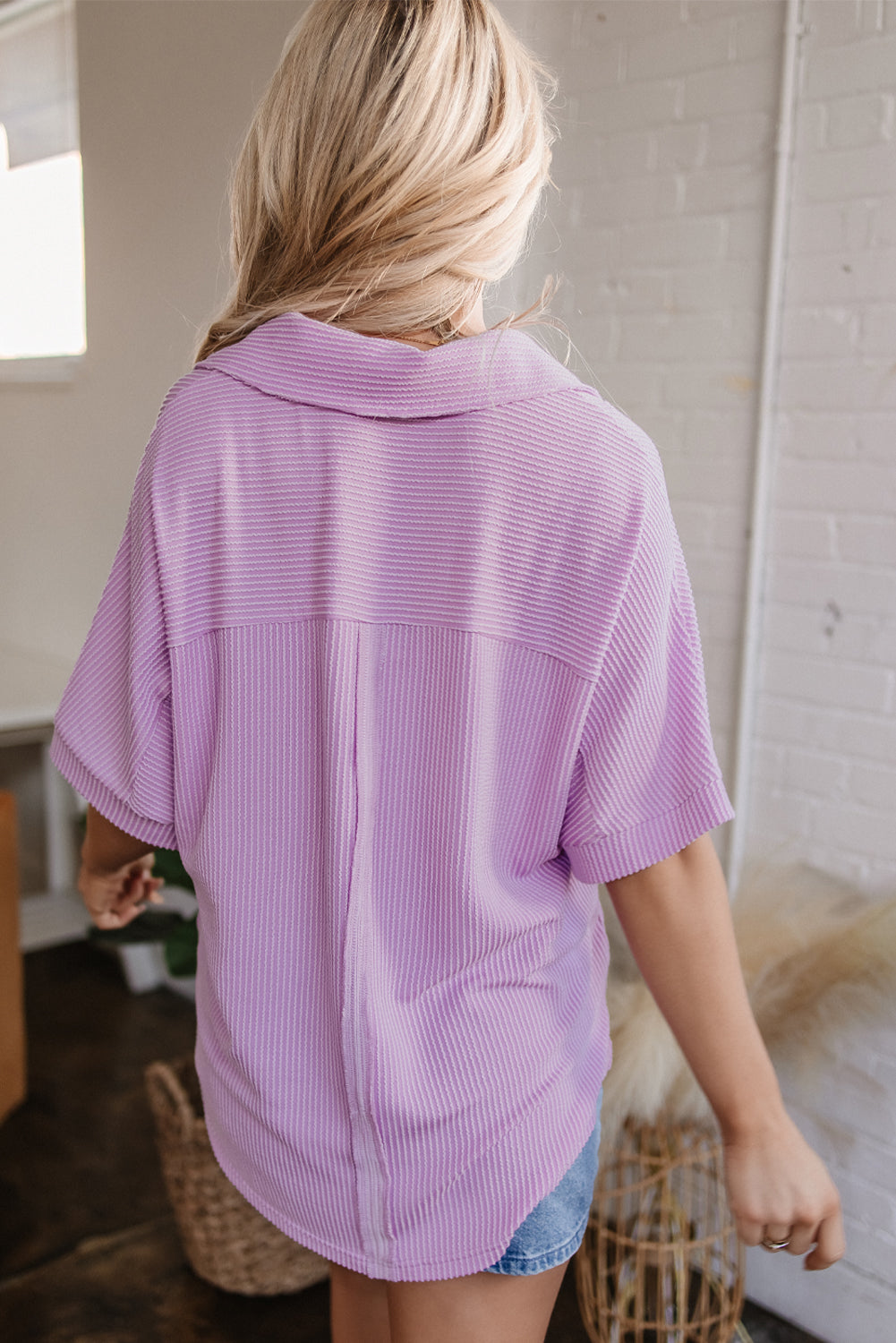 Orchid Bouquet Corded Short Sleeve Shirt