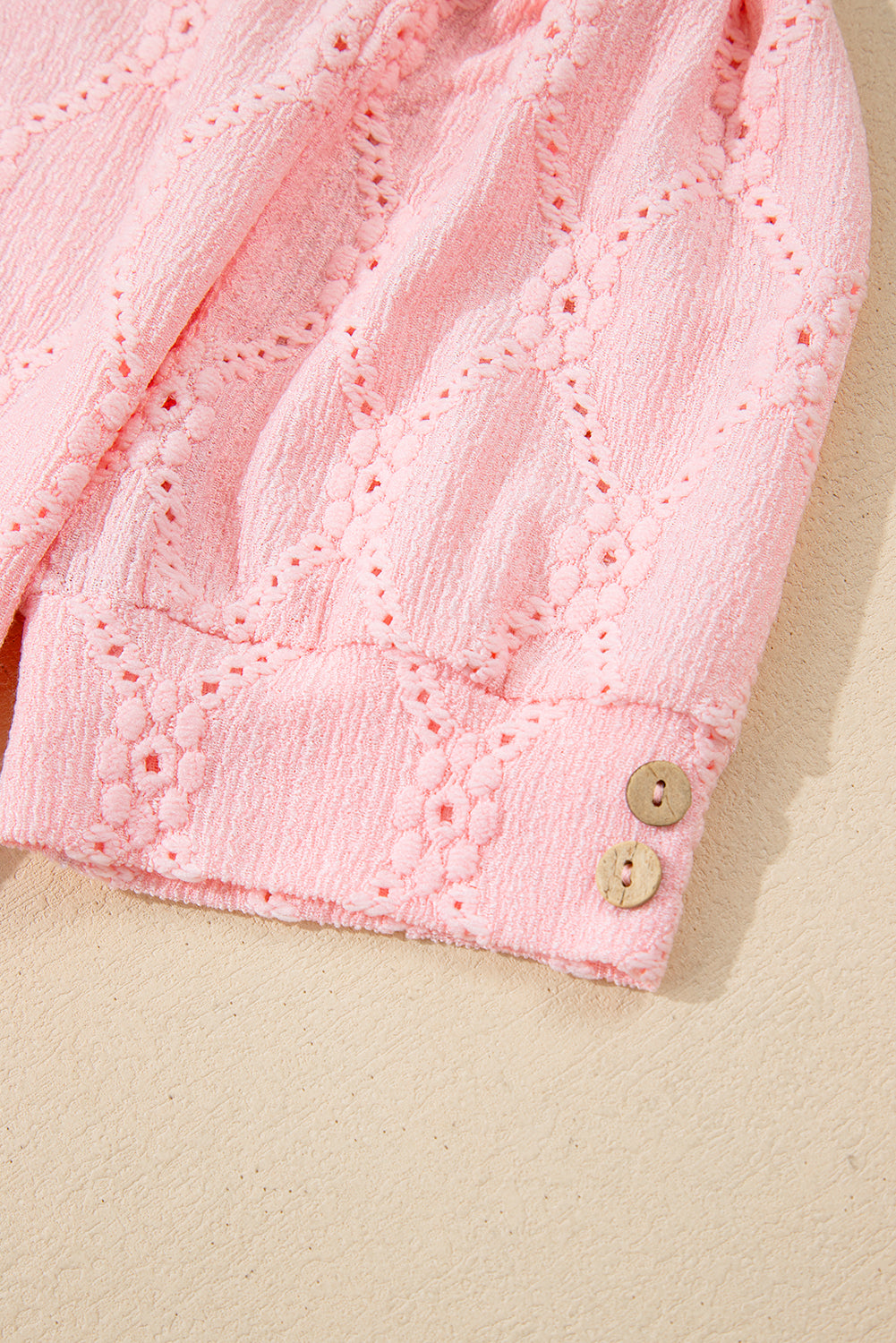 Pink Flower Textured Short Sleeve Top