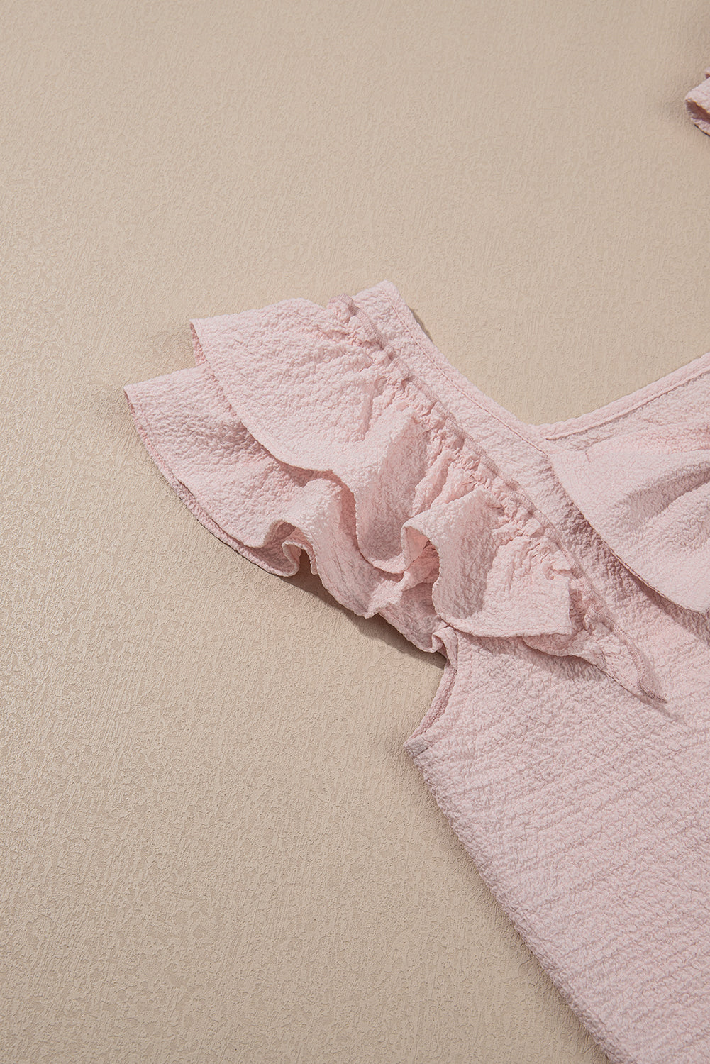 Pink Textured Bow Knot Blouse