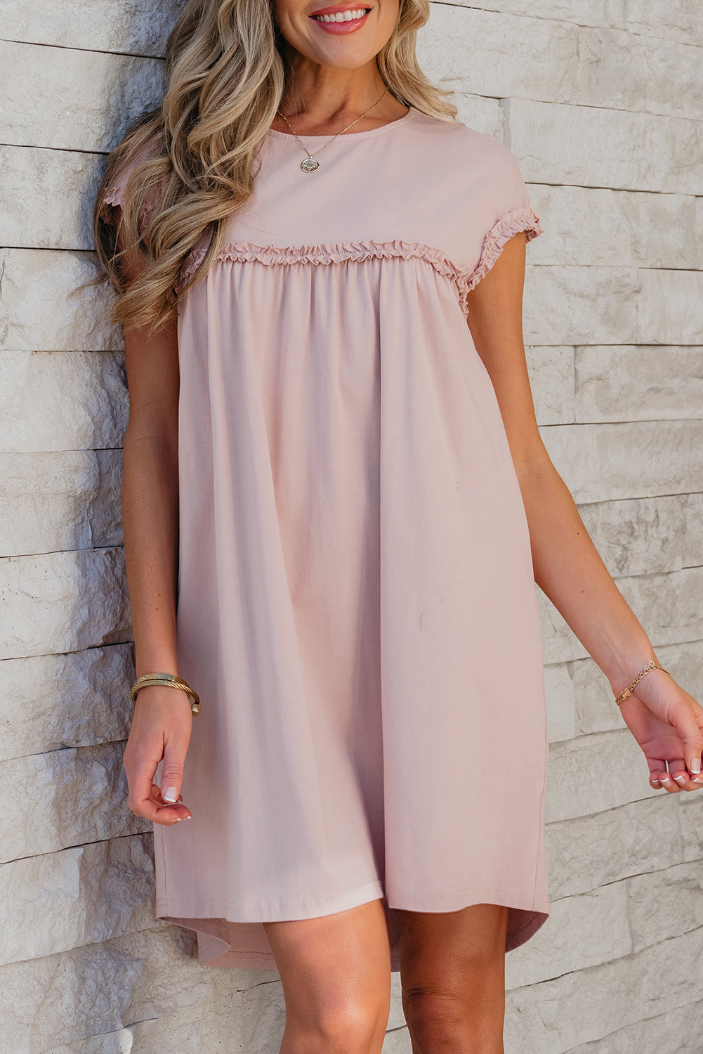 Frilled Trim Mini Dress