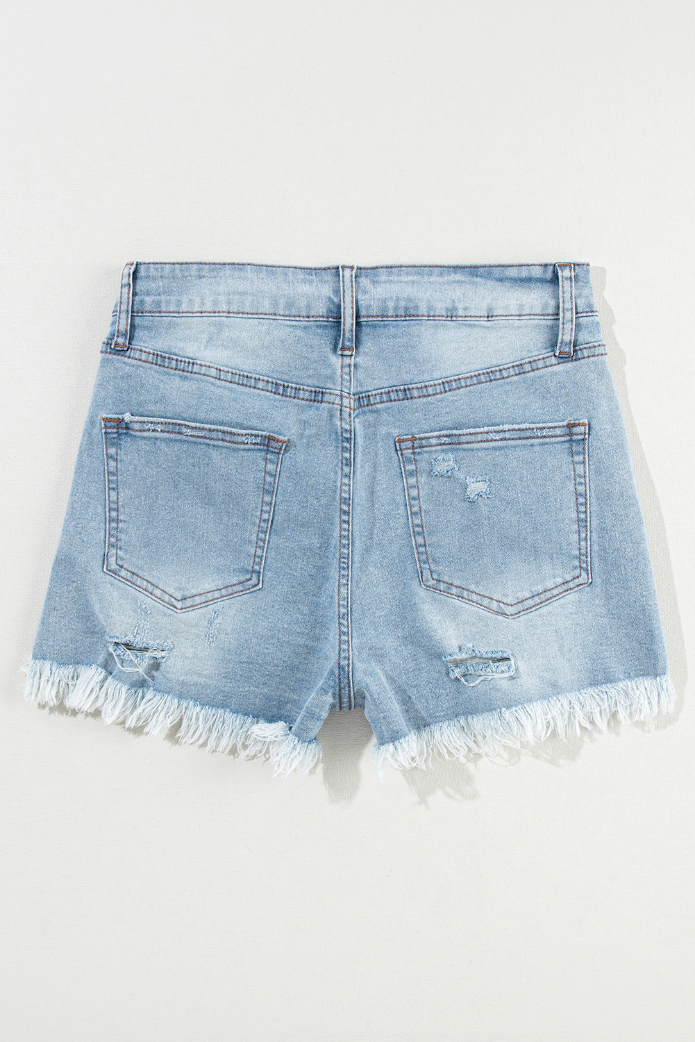 Distressed High Waist Denim Shorts