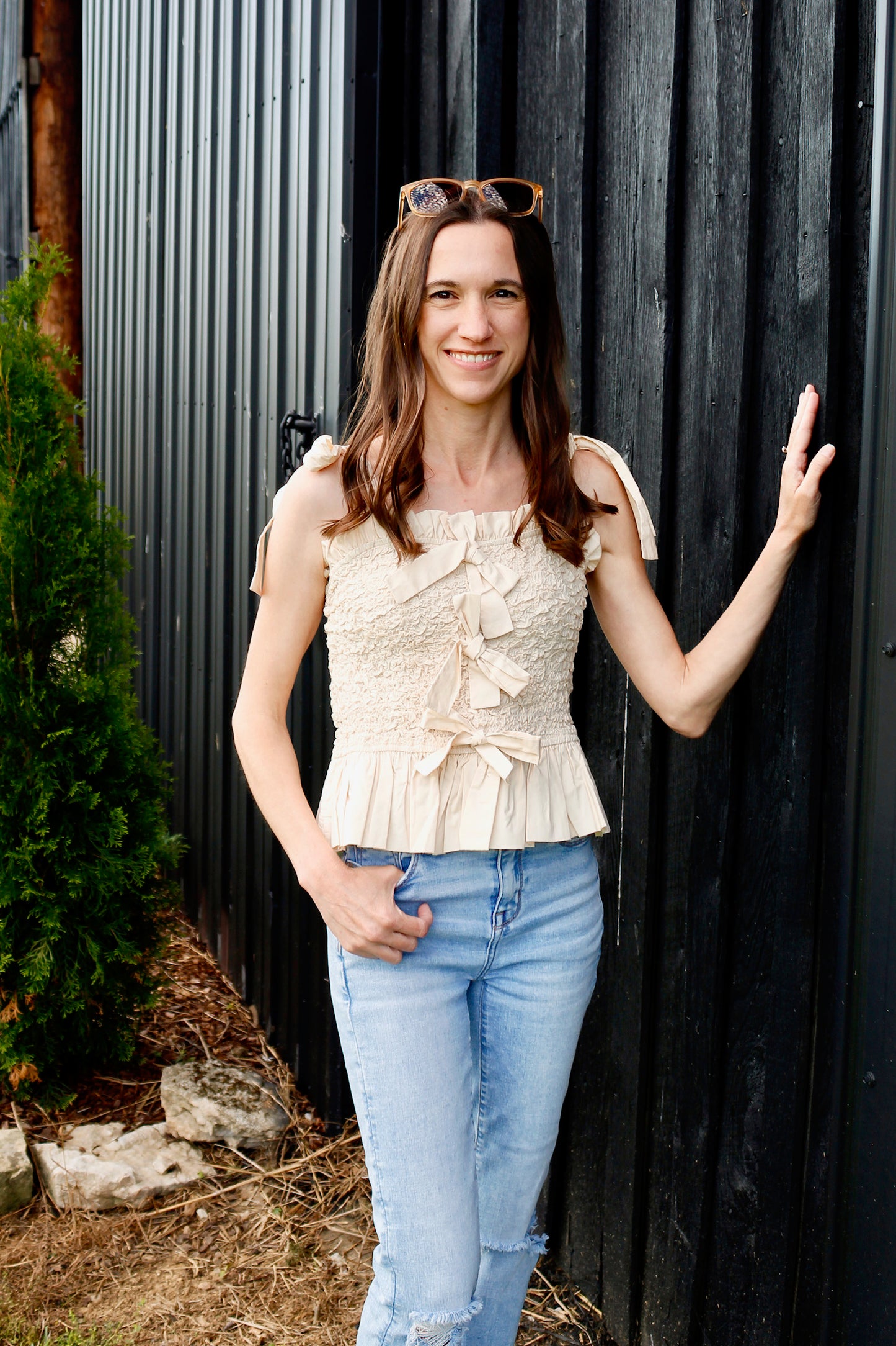 Cream Bow Top