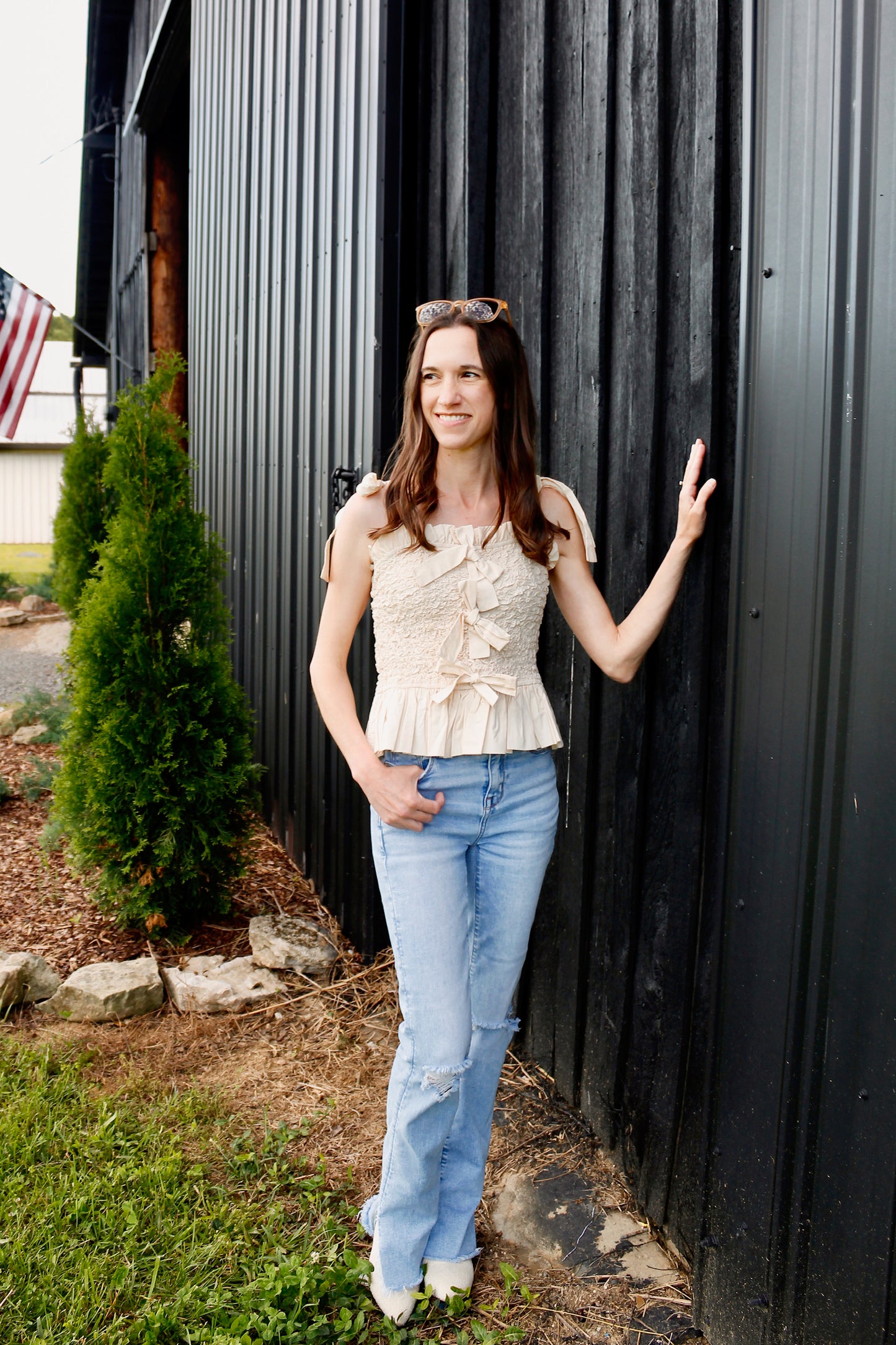 Cream Bow Top