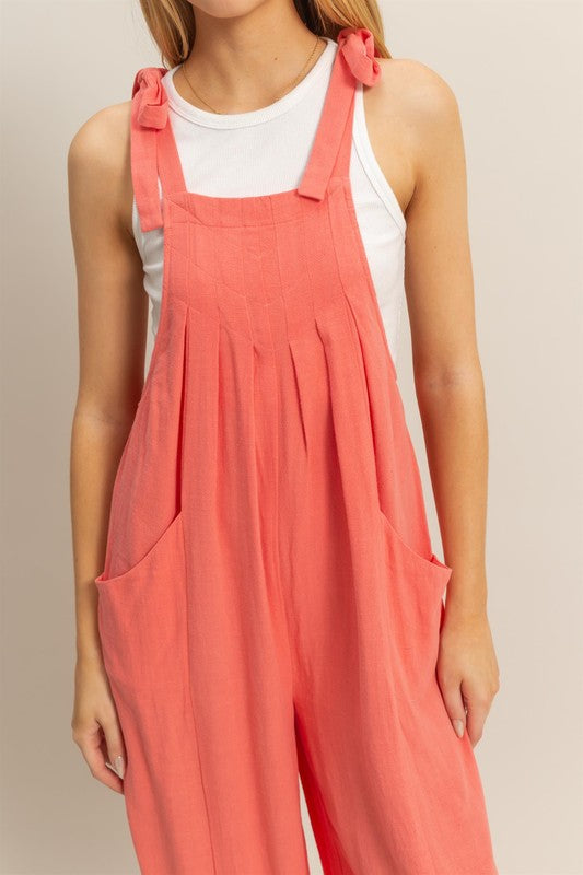 Pink Tie Sleeve Jumpsuit