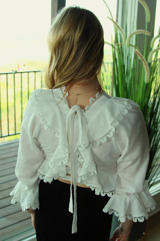 Vintage Inspired White Crop Top