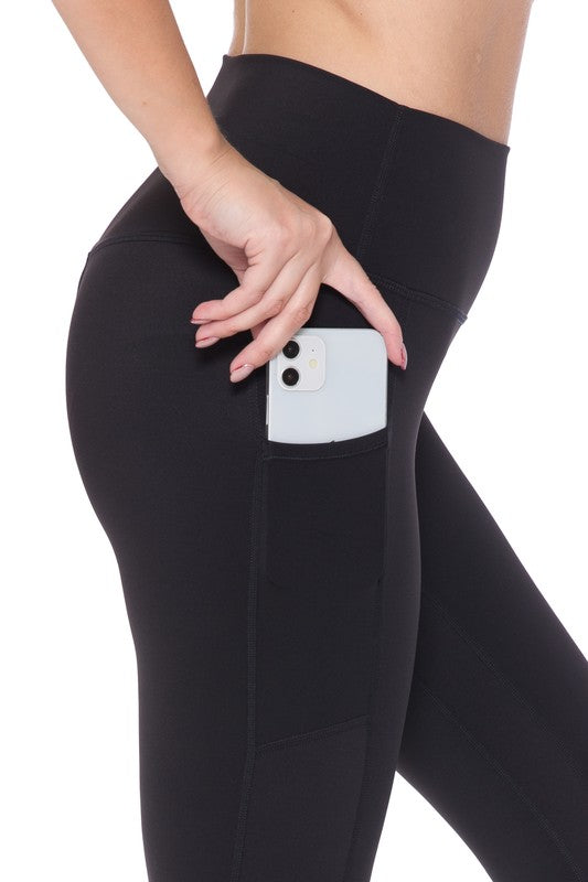 Nylon Active Leggings with Side Pockets