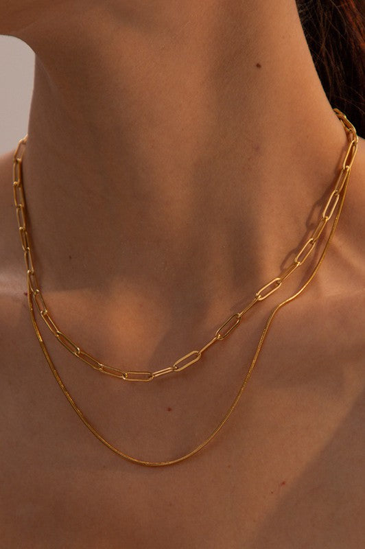 Gold Chain Link Layered Necklace