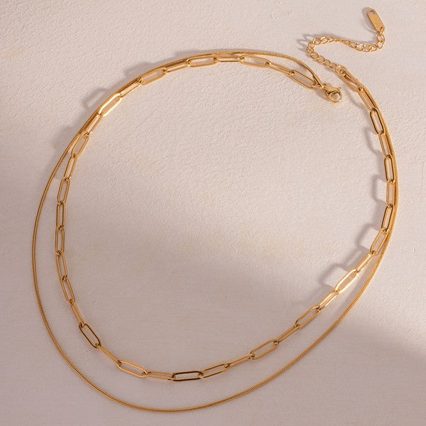 Gold Chain Link Layered Necklace