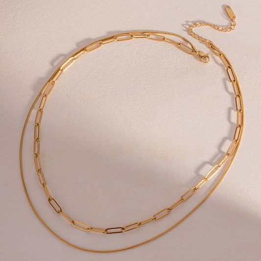 Gold Chain Link Layered Necklace