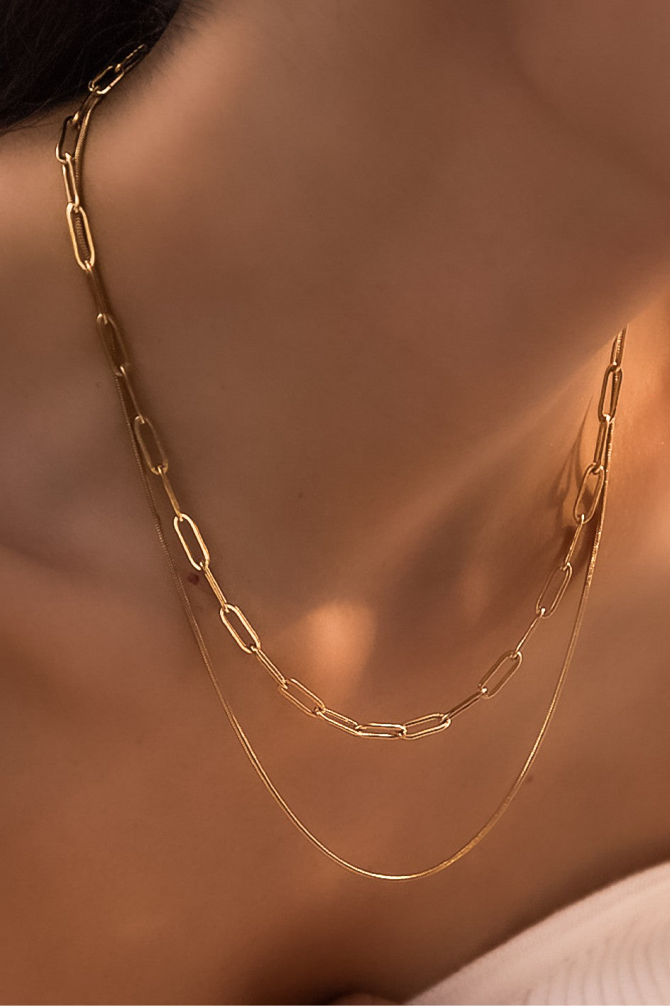 Gold Chain Link Layered Necklace