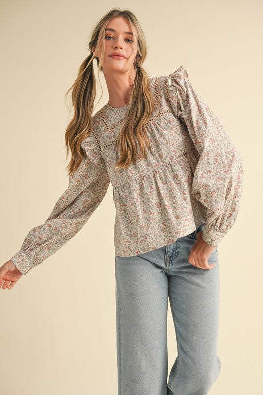 Floral Lace Trim Top