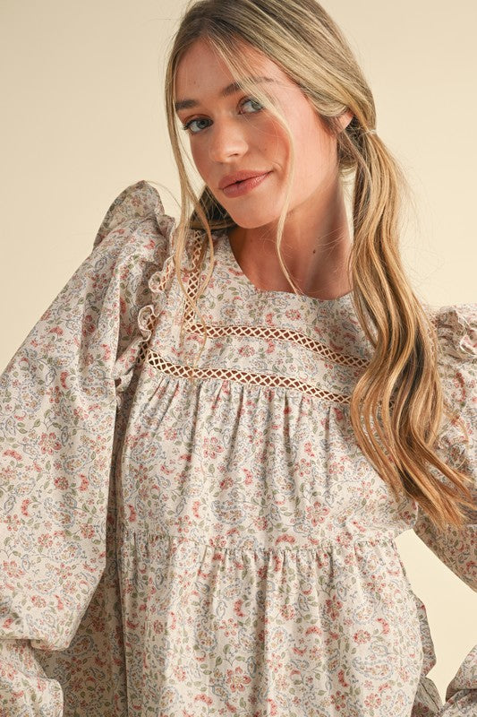 Floral Lace Trim Top