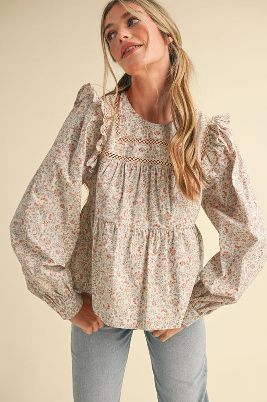Floral Lace Trim Top