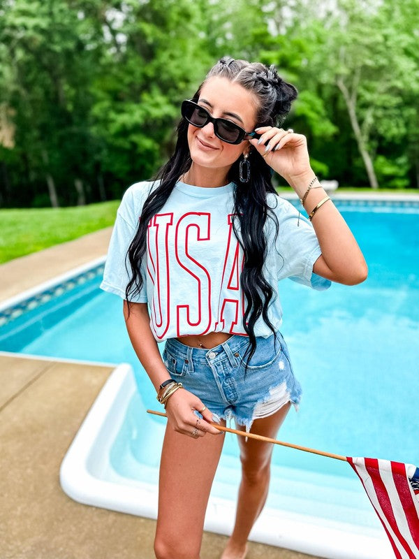 Chambray Blue Comfort Colors USA Tee