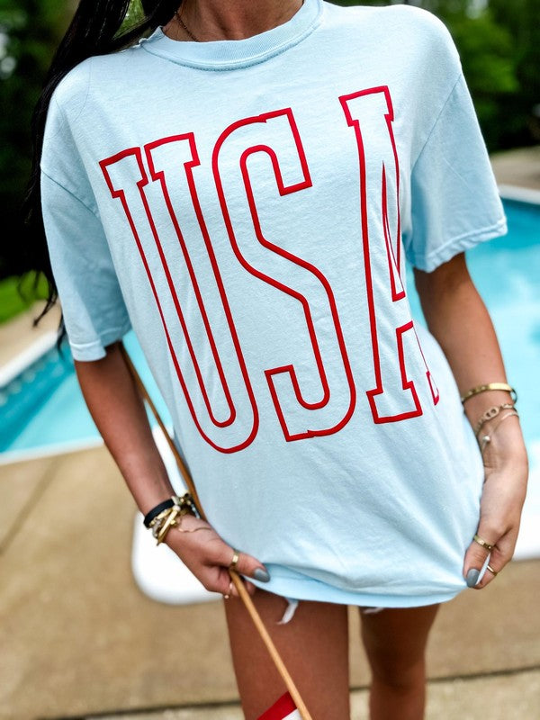 Chambray Blue Comfort Colors USA Tee