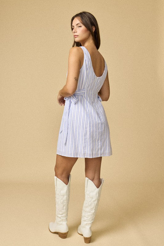 Side Tie Striped Dress