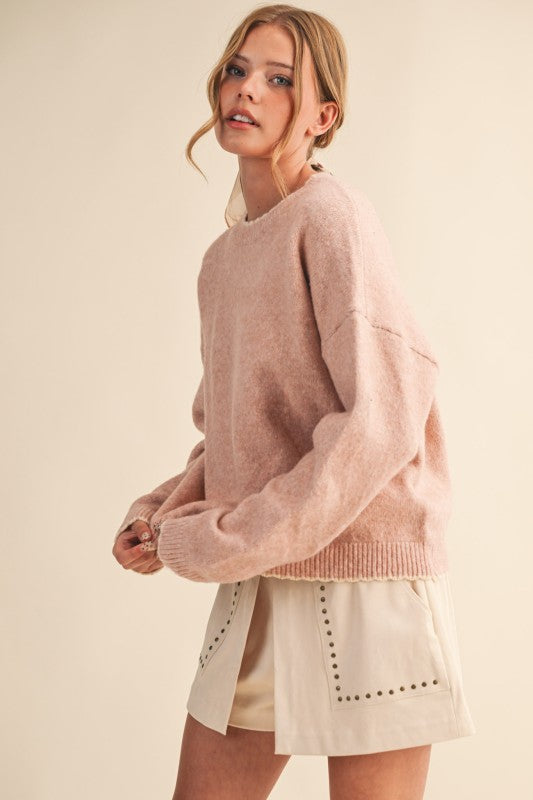 Pink Scalloped Edge Sweater