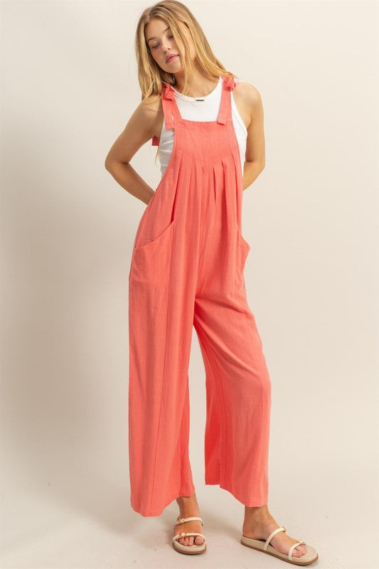 Pink Tie Sleeve Jumpsuit