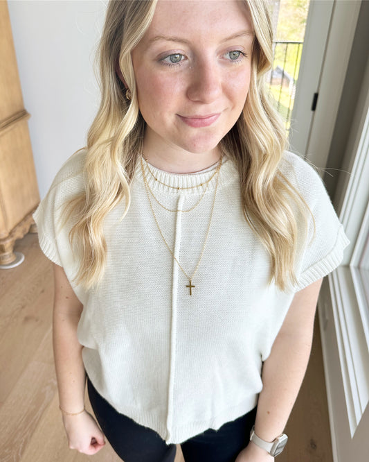 Gold Chain Multi Layer Cross Necklace