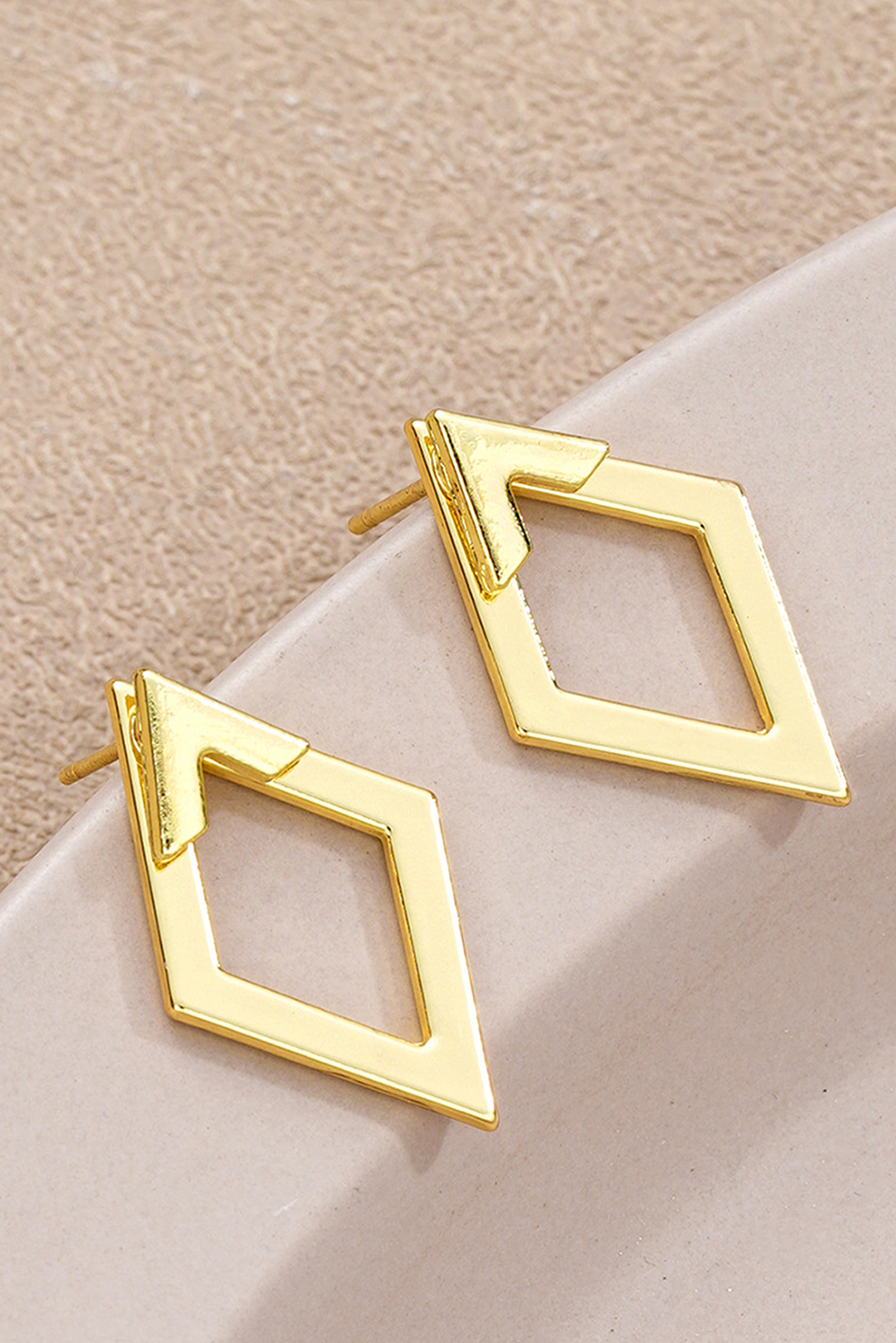 Gold Rhombus Stud Earrings