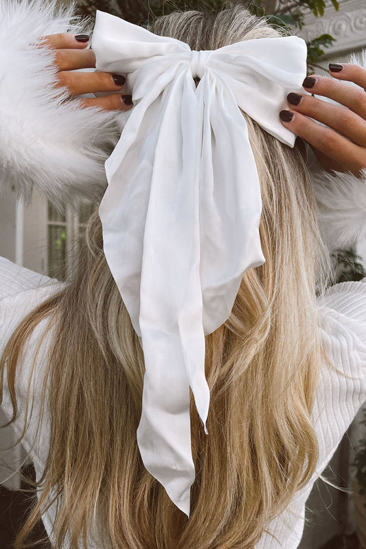 White Ribbon Bowknot Hair Clip