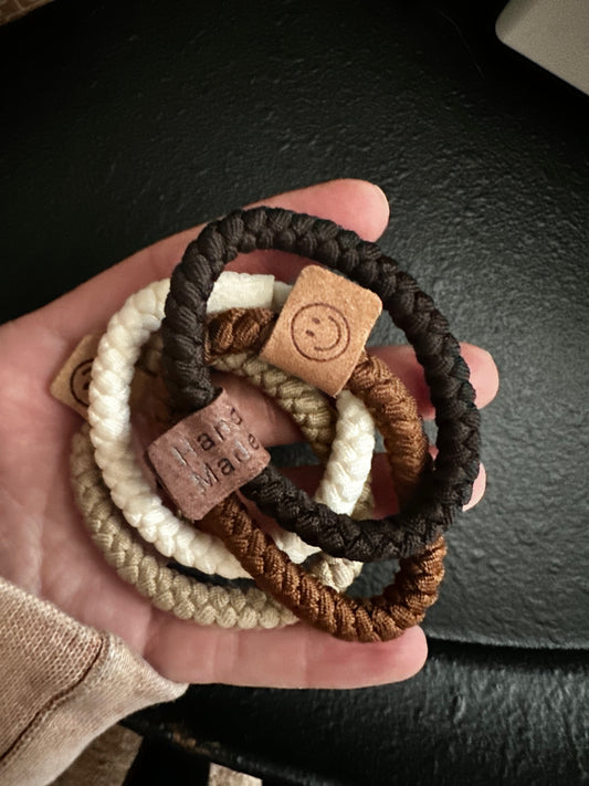 Smiley Face Braided Hair Ties (Set of 5)