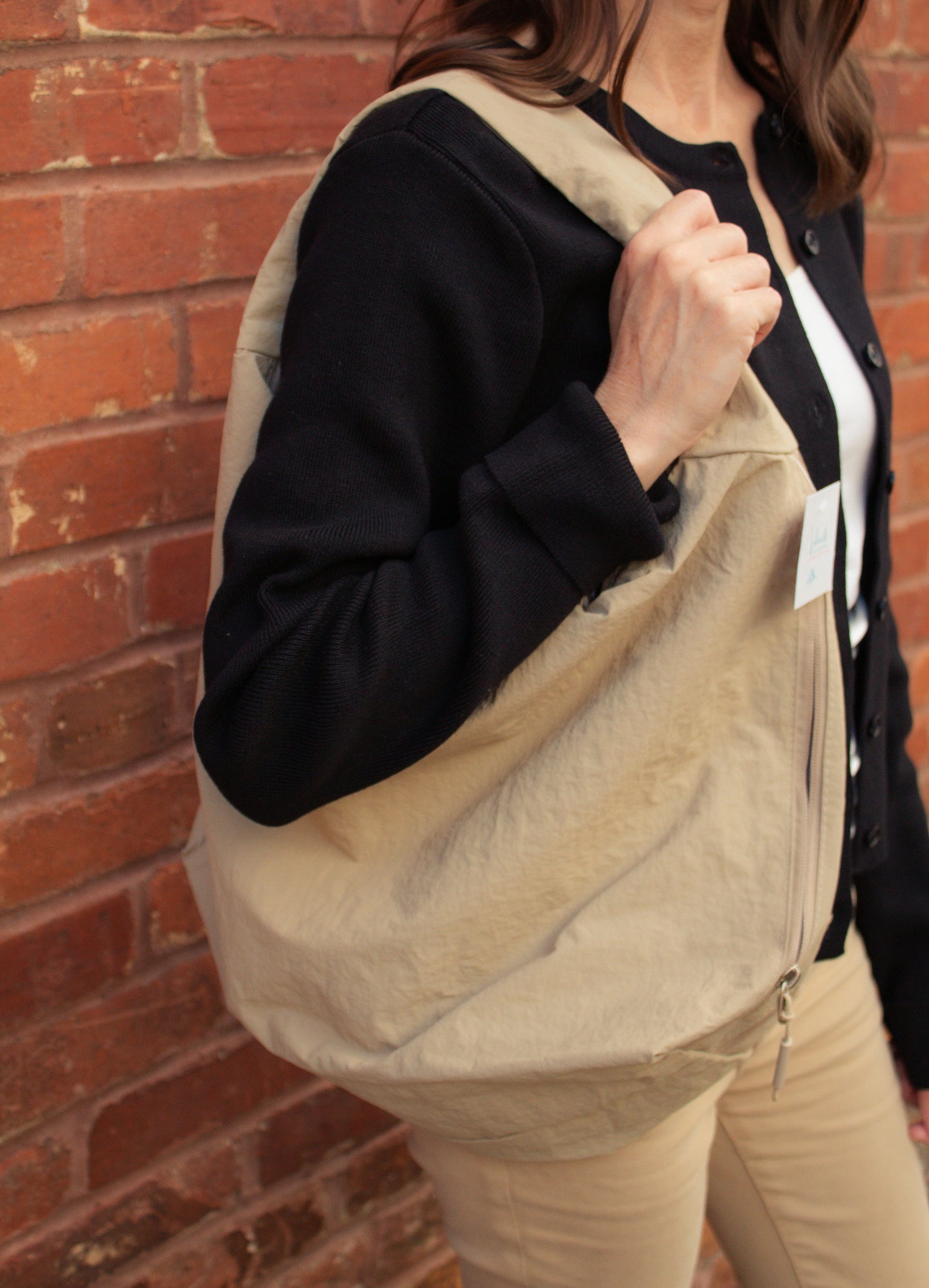 Tan Slouchy Shoulder Bag