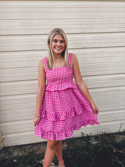 Pink and White Gingham Dress