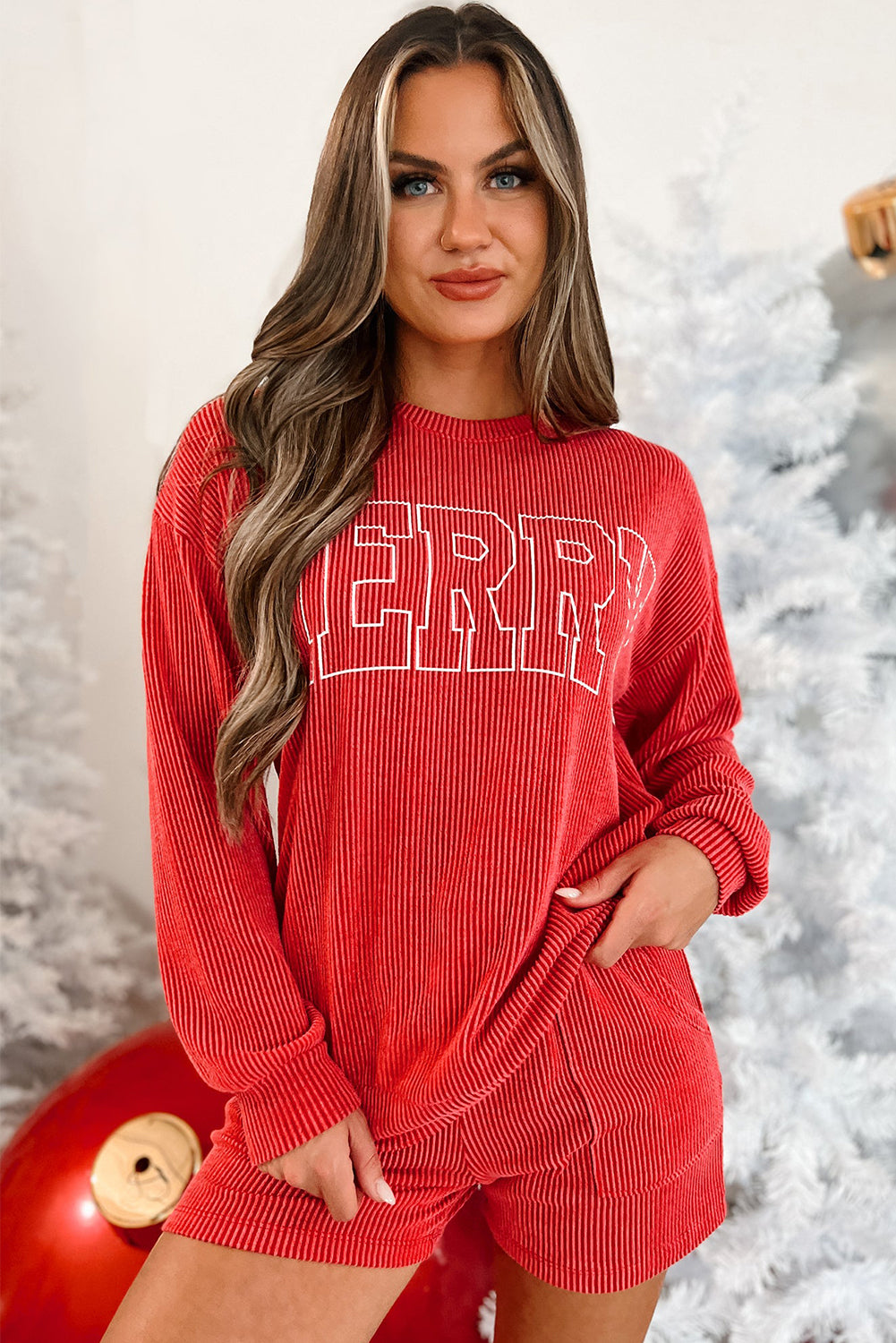 Red MERRY Graphic 2 Piece Set