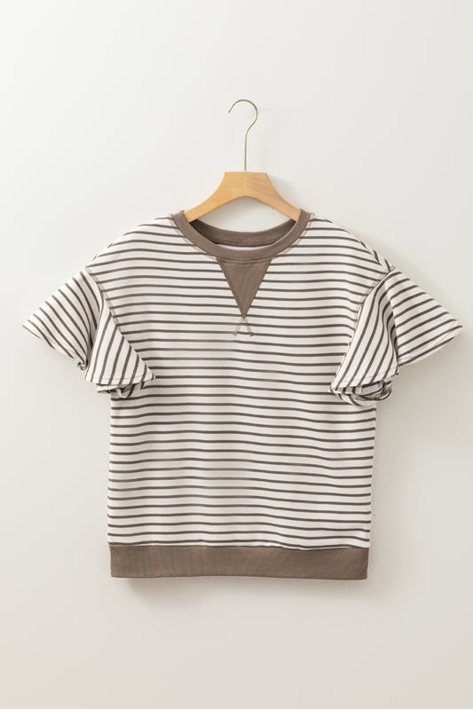Striped Ruffle Short Sleeve Shirt