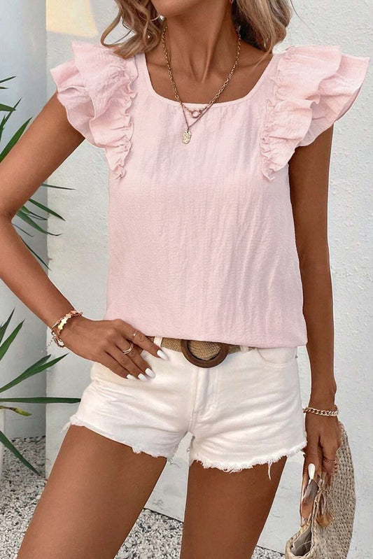 Pink Textured Bow Knot Blouse