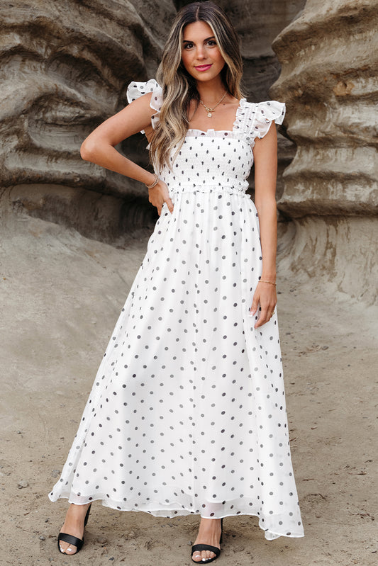 White Smocked Maxi Dress