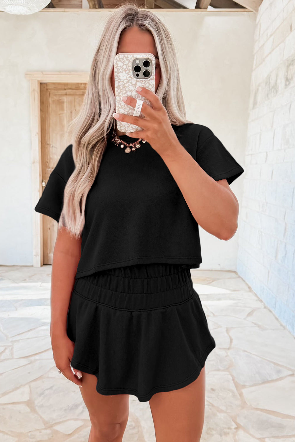 Cropped Tee High Waist Skort Set