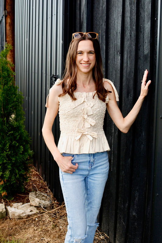 Cream Bow Top