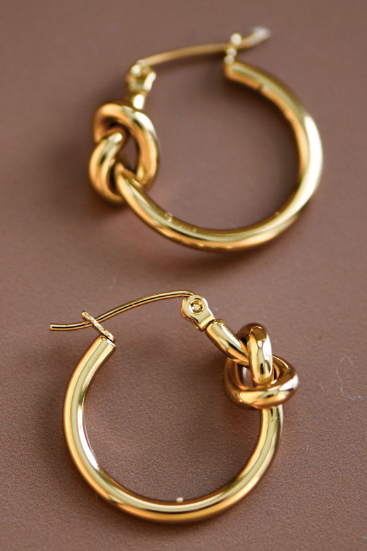 Gold Knot Hoop Earrings